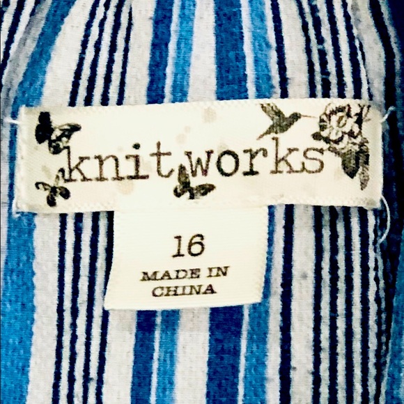 Blue and White Stripped Jumpsuit. Size 16 Junior’s - Picture 3 of 3